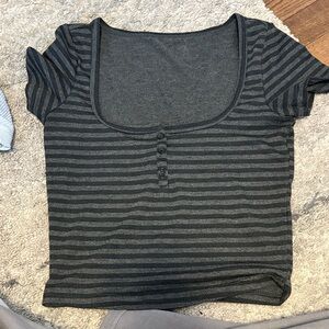 Amazon Black and Gray Striped Women's Tee